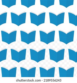 Pattern of book in transparent background (PNG) with mini doodle (icons). Vector Illustration