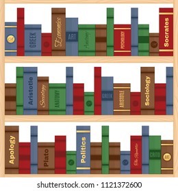 pattern with books on the shelves.