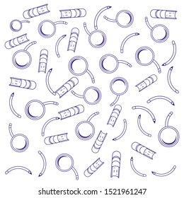 Pattern Of Books With Pencils And Magnifying Glasses Vector Illustration Design