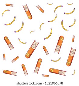pattern of books with pencils school supplies vector illustration design