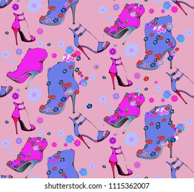 Pattern of boots. Vector illustration