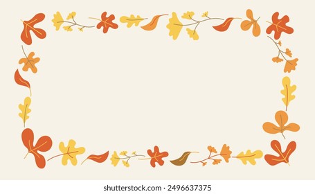 Pattern, border, frame of autumn leaves, flowers and branches. Nature, autumn season. Harvest Festival.  Autumn Background for the design of banners, postcards.