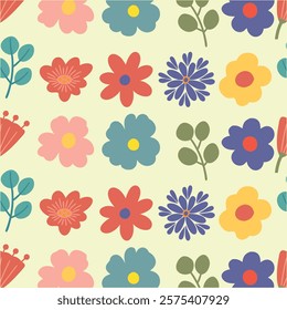 Pattern of botanical wildflowers. Abstract botany flowers background. style for banners, wallpaper, posters, websites, online shopping.Vector illustration design.