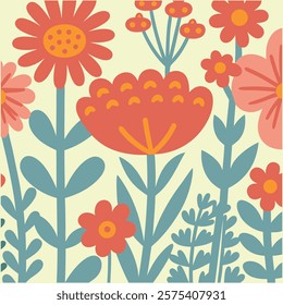 Pattern of botanical wildflowers. Abstract botany flowers background. style for banners, wallpaper, posters, websites, online shopping.Vector illustration design.