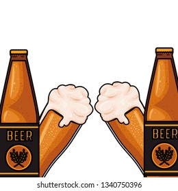 pattern bottle of beer and glass icon