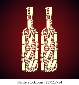 pattern bottle of wine in one color, vector format