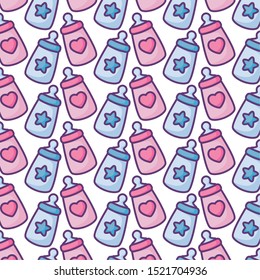 pattern of bottles milk baby background vector illustration design