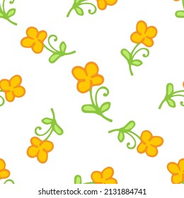 the pattern of the bottom of the yellow flower. a hand-drawn simple flower of four yellow petals with curls and green stem and leaves, often placed on a white child's drawing for a design template