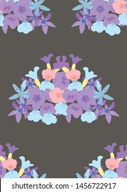 pattern with bouquet flowers on black background