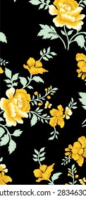 Pattern bouquet of orange flowers on a black background.Repeat on step.
