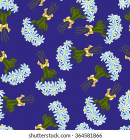 Pattern of bouquets blue daisies