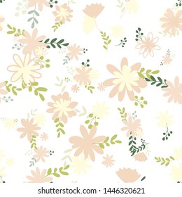 Pattern of bouquets of simple, clear, ordinary flowers in Victorian colors