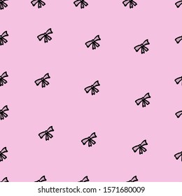 Pattern with bows. Pink background. Gentle image. Holiday print.