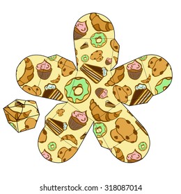 Pattern boxes with a pattern of sweet pastries
