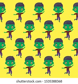 pattern of boy disguised of frankenstein vector illustration design