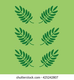  Pattern with a branch. Green background. Vector.