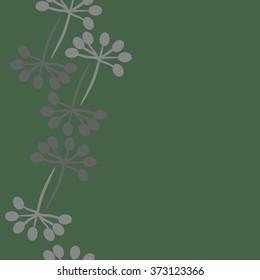 Pattern of branches,  floral, doodles, ellipses, seamless, vertical. Hand drawn.