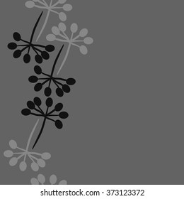  Pattern of branches,  floral, doodles, ellipses, seamless, vertical. Hand drawn.
