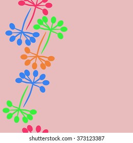  Pattern of branches,  floral, doodles, ellipses, seamless, vertical. Hand drawn.