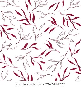 Pattern branches with leaves. Tropical seamless background suitable for fabrics, packaging, covers. EPS10 vector image