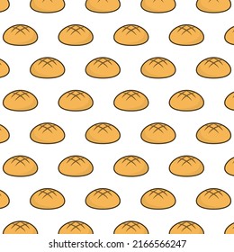 Pattern of bread in white background with mini doodle (icons). Vector Illustration