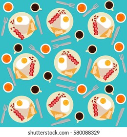 Pattern Breakfast. Flat style. Bright colors. 