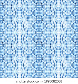 Un mosaico azul claro de estilo oriental. Un adorno para el diseño interior, cocina, baldosas de baño, sala de estar, decoración de piscina o accesorios de relajación de agua. Ilustración vectorial.
