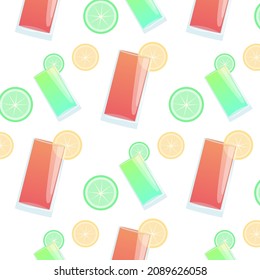 Patrón con cócteles brillantes con limón y lima