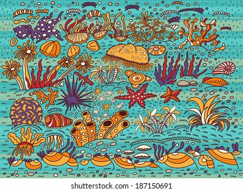 Pattern, bright and colorful underwater world
