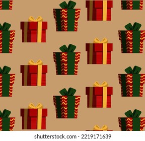 Patrón con cajas de regalo brillantes. Fondo festivo. antecedentes de navidad