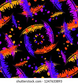 Pattern of bright leaves and petals of garden plants in cloudy colors. For paper, cloth or organic products.