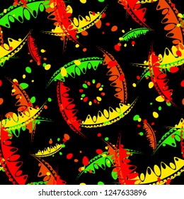 Pattern of bright leaves and petals of garden plants in autumn and summer flowers. For paper, cloth or organic products.