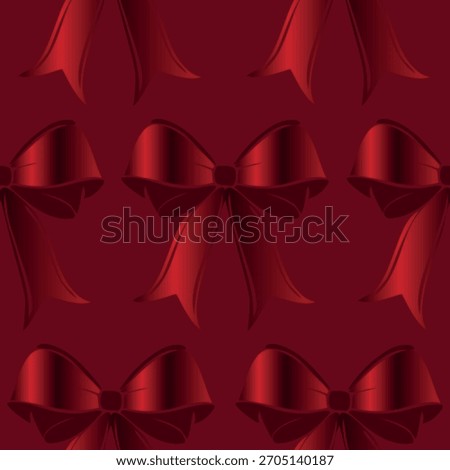 pattern with bright red bows on a dark red background, for decorations and themed holiday designs