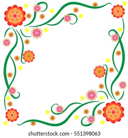 The pattern of bright stylized flowers with stems to decorate letters,cards,post. Vector illustration