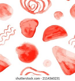 Pattern with bright textured red watercolor stains