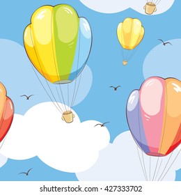 Pattern -- Bright travel/Seamless vector pattern with Hot Air Balloons