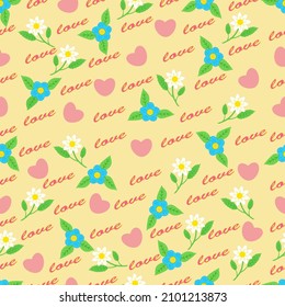 The pattern is bright for Valentines Day with hearts, flowers and love
