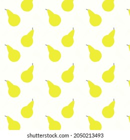 Pattern with bright yellow pears on a light background.