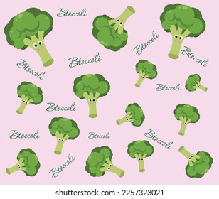 Pattern Broccoli cabbage pattern. Hand drawn background. Vector illustration. Hand drawing illustration. Broccoli cabbage vegetable pattern