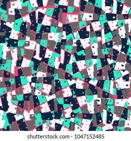 Pattern of broken into multi-colored pieces of squares. Seamless texture. Fashionable camouflage.