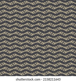 Pattern with broken zigzags and some fibers or markings from place to place. Textile design in black and beige gray.