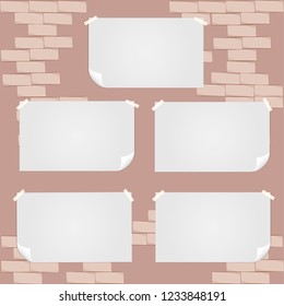 pattern brown brick wall with sheets for ads