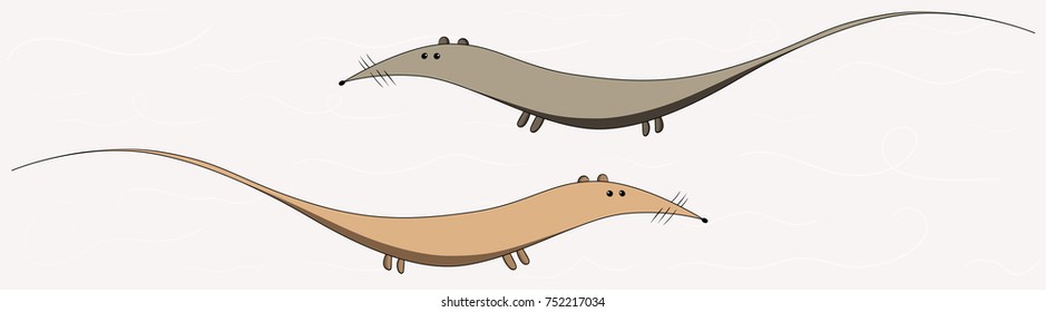 Pattern with brown rat. Cartoon rat.