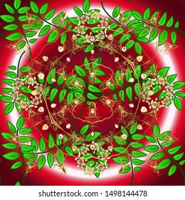 Pattern. Brown, red and green on colors. Tender fabric pattern. Seamless Abstract Retro Background Design. Vector.