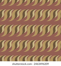 A pattern of brown and tan waves with a red background.