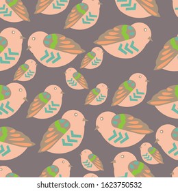 pattern brown-eyed bird gray background