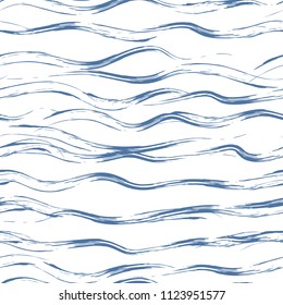 Pattern brushed stripe seamless design for wallpaper, fabric print and wrap paper. Horizontal blue stripes.