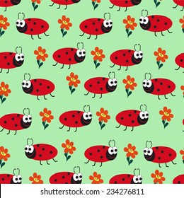 pattern with bugs and flowers