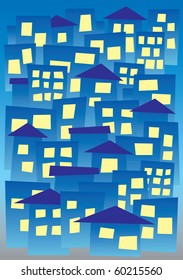 pattern with buildings, vector illustration