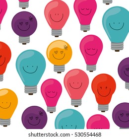 pattern of bulb light with emotion face